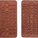 Silicone Letter Molds, Silicone Chocolate Number Molds, 2 PACK Reusable & Non-stick Alphabet Gummy Molds for Happy Birthday Cake Decorations(with a dropper)