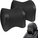 OMISTAR 2 Pcs Car Neck Pillow, Faux Leather Car Headrest Pillow, Memory Foam Neck Pillow for Car, Breathable Design, Adjustable Strap, Universal Fit, 8.7 x 8.5 x 3.5 in