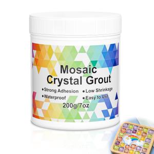 Mosaic Crystal Grout  Translucent Mosaic Grout Filler for Tiles Crafts, No Need to add Water, Essential for Handmade Art Glass Decor, & DIY Craft Projects (7.05oz)