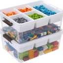 MACOPRO 17 QT Plastic Storage Box with Removable Tray, Bins with Lids, 2 Packs Clear Storage Container for Craft Supplies, Beads, Tools, Sewing, and Playdoh Organization(White, 2Pack-17QT)