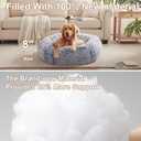 36 inches Donut Dog Bed for Large Dogs - Calming Fluffy Round Pet Bed with Removable & Washable Cover,Fits up to 80 lbs Pets (Dark Blue,Large)