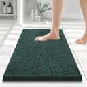 Smiry Luxury Chenille Bathroom Rugs 24"x16", Extra Soft and Absorbent Shaggy Bath Mat, Machine Washable, Non-Slip Plush Carpet Runner for Tub, Shower, and Floor, Home Decor Accessories, Green