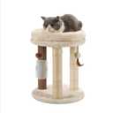 4in1 Small Cat Tree,Scratching Post with Tower Soft Bed, Sisal Carpet Jute Posts with Three Hanging Ball Toys and Massage Brush for Indoor Cats and Kittens (Beige)