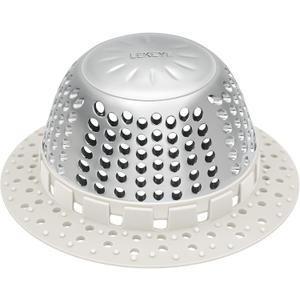 LEKEYE Shower Drain Hair Catcher/Shower Drain Cover/Drain Protector for Pop-Up & Regular Drains(Light Gray)