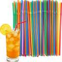 500 Pcs Multi Colored Plastic Flexible Drinking Straws, 8 Inch, 5mm Wide, Perfect for Parties & Everyday Use
