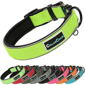 Dog Collar for Small Medium Large Dogs, Reflective, Adjustable Heavy Duty Dog Collar, Soft Neoprene Padded Comfortable for Walking (Green, M)