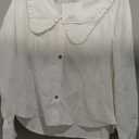 Cicy Bell Womens V Neck Ruffle Shirts Cute Long Sleeve Button Down Tops Casual Work Office Blouses White, 2XL