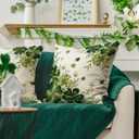 2 x AVOIN colorlife St Patricks Day Shamrock Phnom Penh Throw Pillow Covers, 18 x 18 Inch Clover White Floral Cushion Case Decoration for Sofa Couch Set of 2