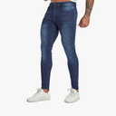 Men's Super Skinny Stretch Tapered Leg Slim Fit Ripped Distressed Jeans Size 34