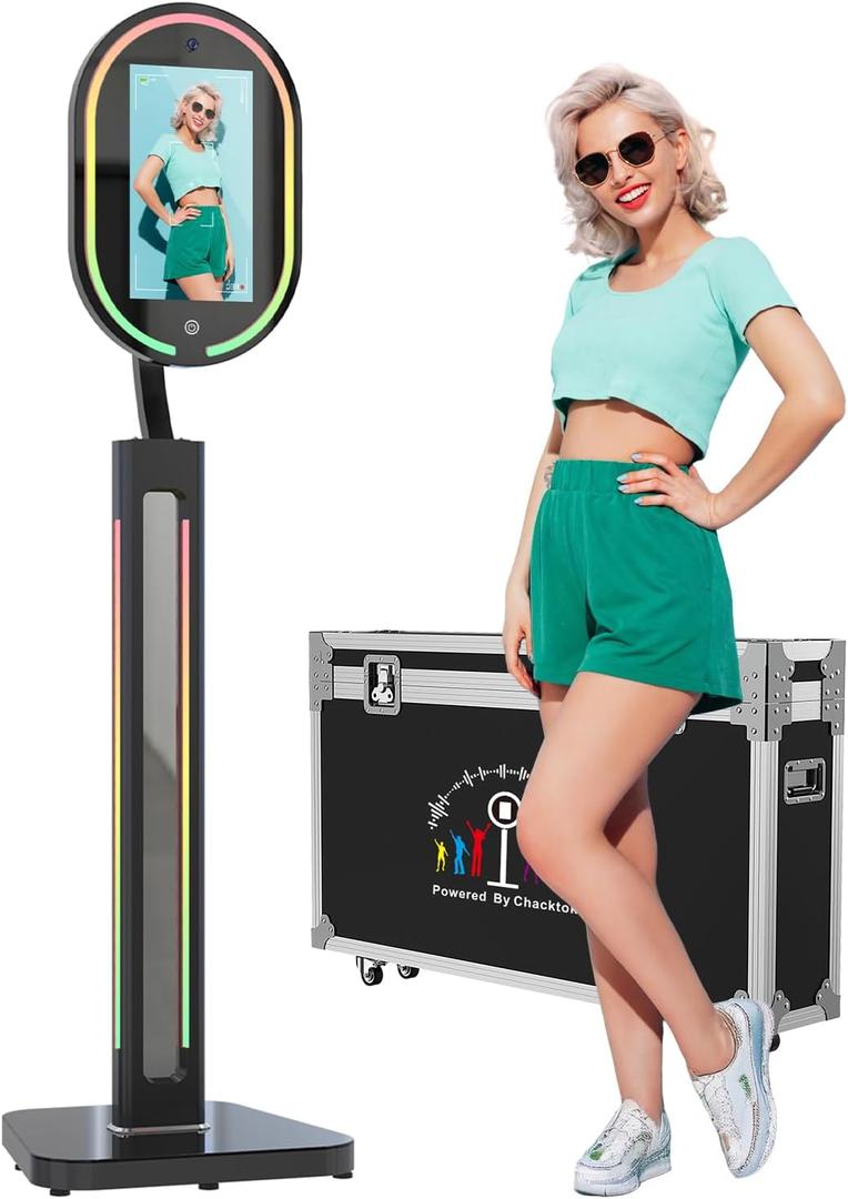 MWE Magic Mirror Photo Booth Touch Screen with 1200W Pixel 4K HD Camera,RGB Surround Light Music Sync,Mirror Video Booth with Software APP Remote Control (16in)