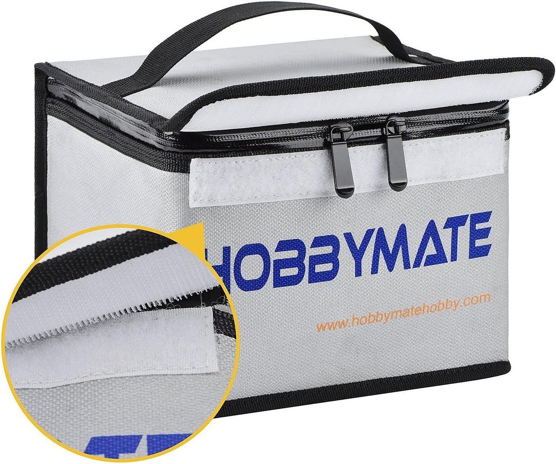 HOBBYMATE Lipo Safe Bag Fireproof, Lipo Safe Bag for Lipo Battery Storage and Charging, Lipo Battery Transporting Bag with Double Zipper (260x130x150mm)