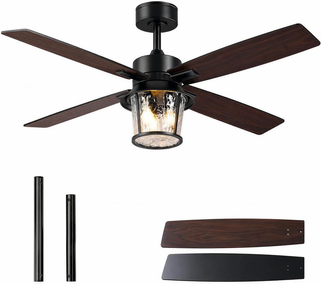 TALOYA 52" Farmhouse Ceiling Fan with Light and Remote Rustic Style