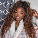 Toyotress Boho Crochet Braids Human Hair - 18 Inch 8 Packs Pre-Looped Miracle Knots Crochet Hair for Black Women, Ombre Brown Handmade Pre-Twisted Braiding Hair Extensions 18 Inch (Pack of 8), T30