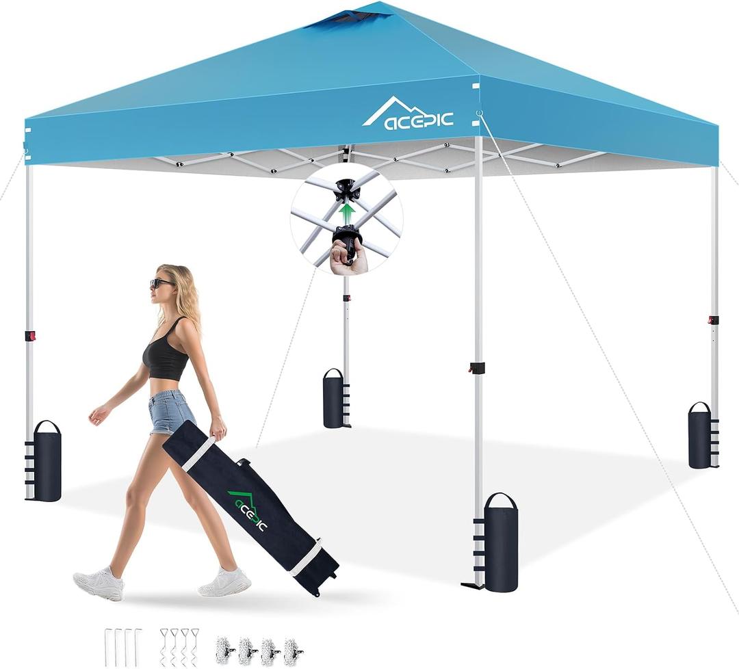 Acepic 10x10 Pop Up Canopy Tent Serene Blue, 10 * 10