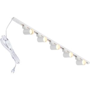 Plug in Track Lighting with Power Cord, 5-Light LED Track Lighting Kit with 39in Rail, Modern Kitchen GU10 Track Lighting Fixtures Plug in Ceiling Light with 13FT Plug Cord, White (No Bulbs)