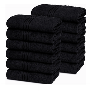 Belizzi Home Ultra Soft Cotton Washcloths, Contains 12 Piece Face Cloths 12x12 inch, Ideal for Everyday use Face Towels, Compact & Lightweight Multi Purpose Washcloths - Black