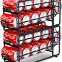 Soda Can Organizer Storage Rack, 2 Pack Stackable Beverage Soda Can Dispenser Organizer Holder for Refrigerator, Cabinet, Pantry (Black)
