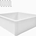 2012 RV Vent Fan Ceiling Garnish Trim Ring 14"x14" with Deep 5.6" Vertical Leg Decorative Interior Trim for Camper Trailer Motorhome Roof Vents, Dark Wood Grain (White)