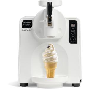 Nostalgia Easy-Dispensing Soft Serve Ice Cream & Frozen Dessert Machine, Makes 1 Quart of Ice Cream, Milkshakes, Frozen Yogurt, Gelato in Minutes, Ice Cream Sandwiches, With LED Display, White
