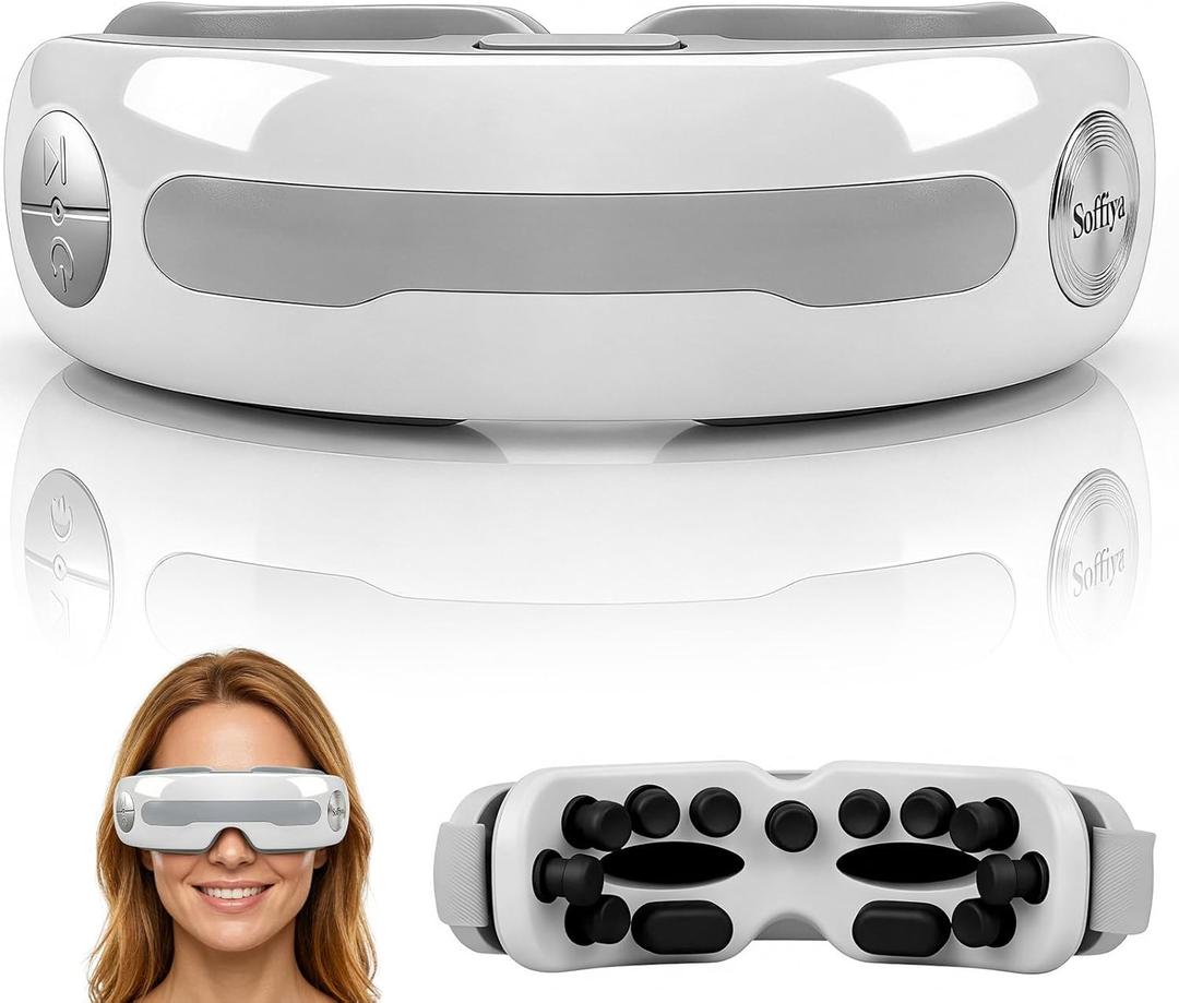 Eye Massager with Warm Steam & Vibration – Eye Massager Ergonomic Design Mimics Real Hands, Smart Voice Assistant, 5 Modes 10-Minute Auto Timer, 800mAh Battery for Eye Strain & Dryness Relief
