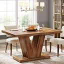 Tribesigns 47-Inch Dining Table for 4, Walnut Brown Kitchen Dinner Table with Heavy Duty Pedestal, Farmhouse Wooden Eating Table for Home, Dining Room, Small Space, 47.25" W X 31.5" D X 29.9" H