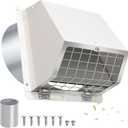 6 Inch Hooded Wall Vent with Screen and Damper,Dryer Vent Cover Outside Exhaust Vent Cover Cap,Wall Mount Extractor Vent Exterior Wall Vent Hood for House Range Hood Laundry Bathroom Fan Duct Air Vent (White)