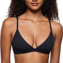 INLYRIC Women's Inbarely Triangle Bralette Plunge Unlined Seamless Bra No Underwire Sexy Comfortable Everyday (Black)