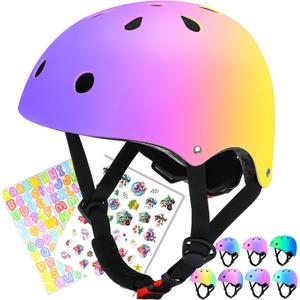 Color Gradient Adjustable Kids Bike Helmet Toddler Skateboard Helmets Boys Girls Child Ventilation Helmet for Multi-Sports Skating Cycling Scooter Balance, Size: Small: 20.1"-21.2" (51-54 cm)