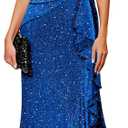 BeryLove Sequin Formal Wedding Guest Prom Cocktail Party Long Ruffle Dresses Sparkly Evening Mother of The Bride Dress, X