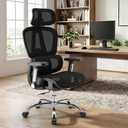 Mesh Office Chair, Ergonomic Office Chair, Home Office Desk Chairs with Headrest, 90-135° Tilt Lock and Breathable Backrest & Lumbar Support, 5D Armrest, Computer Chairs (Large Chair)
