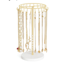 Mkono Necklace Holder Metal Jewelry Display Stand Necklace Organizer with 22 Hooks for Storage and Hanging Bracelet Keychain Home Room Decor for Women,Gold