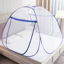 Pop-up Mosquito net Double Bed,L79x W59 x H59 in Double Door Zip Portable Tent Travel Mosquito net Free-Standing use one Compartment to Install Suitable for Bedroom no Hooks,L200*W150*H150CM (Blue)