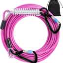 Snagle Paw 20FT Heavy Duty Dog Lead Cable with Shock Absorbing Spring & Swivel Hook, Dog Tether for Yard, Withstand 1000LBS Break Strength (Pink Mauve)