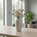 Gray Vase for Flowers, 8 Inch Grey Ceramic Vase, Rustic Farmhouse Vases for Home Decor, Modern Decorative Centerpiece for Dining Table, Living Room, Office