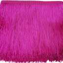 Lauthen.S 10 Yards of 6" Chainette Fringe Trim Tassel Sewing Trim for DIY Craft Latin Dress Lamp Shade Decoration (6 Inches x 10 Yards, Hot Pink)