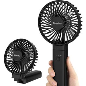 EasyAcc Portable Handheld Fan - Silent Powerful Fan with 5 Speeds,USB-C Rechargeable Battery,Ultra Quiet Washable Guard, Foldable,Portable Cooling for Travel Outdoor (Ideal Gift for Men, Women)