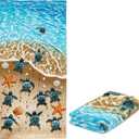 Dawhud Direct 30" x 60" Beach Towel - Large Sea Turtle Print - Microfiber Bath Towel for Women, Girls, Kids, Men - Oversized Pool and Swimming Drying Towel - Big & Super Soft Plush Cotton Throw Towel