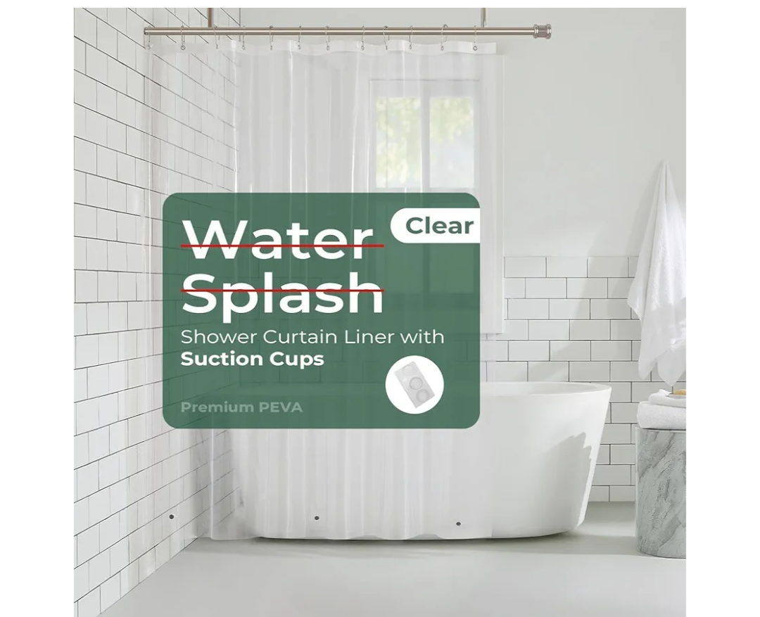HARBOREST Clear Shower Curtain Liner with Side Suction Cups, Premium PEVA Plastic Shower Liner with 3 Magnets, Waterproof Bathroom Curtain, 72 x 72, Clear
