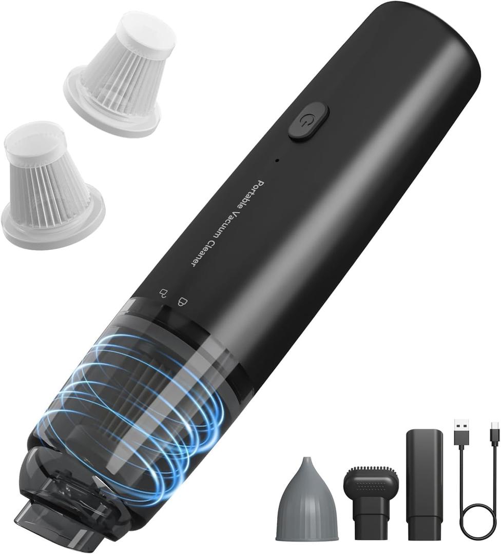 A9life Handheld Vacuum Cordless, Car Vacuum Cleaner Portable with HEPA Filter, 2 Suction Modes, Mini Hand Held Vacuum Rechargeable for Car, Home, Pet Hair, Office, Desk, Keyboards (Black)