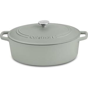 Cuisinart Chef's Classic Enameled Cast Iron Dutch Oven with Lid, Porcelain Enameled Interior, Oven Safe, Induction Compatible, 7-Quart, Oval, Sage