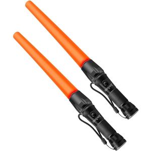 16 inch Traffic Wand Small Orange LED Safety Signal Wand Work Light Flashlight with Cone Flashing Modes,Wrist Strap Lanyard,Using 3 AAA Batteries(Not Included) A200 (2 Packs)