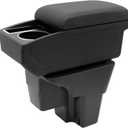 YJYWZH Car Armrest Box for Kia Rio 2018-2023 Auto Accessories Center Console Leather Arm Rest Double-Layer Storage Space with Cup Holder (Black Thread)