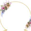 Putros 9.2FT Gold Round Backdrop Stand Metal Circle Balloon Arch Frame Wedding Arch for Ceremony Birthday Party Anniversary Bridal Graduation Decoration