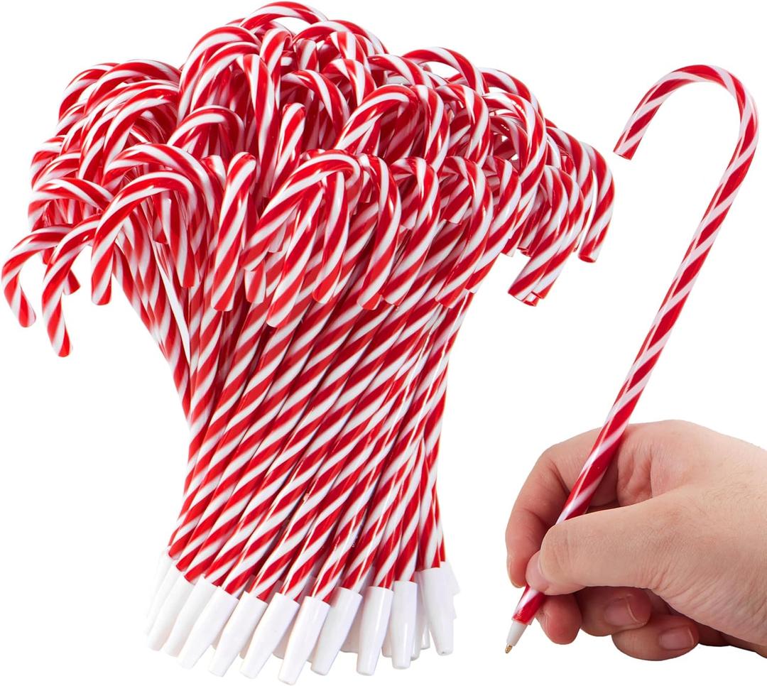 JOYIN 100 PCS Christmas Candy Cane Pen Bulk, Blue Ink Ballpoint Pens for Kids Gifts, Xmas Stationery Supplies School Party Favors, Kids Pens Classroom Favor Carnival Prize Stocking Stuffers