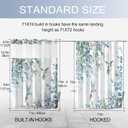 No Hook Shower Curtain with Snap in Liner Set, Blue Hummingbird Eucalyptus Design, Waterproof Fabric Floral Shower Curtains for Bathroom Decor with See Through Mesh Top Window 71x74 Inch
