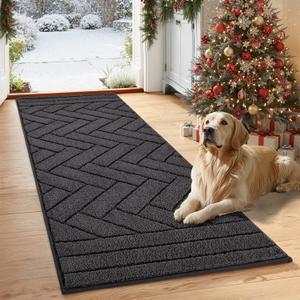 Tindbea Dog Mat for Muddy Paws, Absorbs Moisture Dirt Non-Slip Washable Mud Mat for Dogs, Soft Rubber Backing Front Inside Pet Rug for Entryway, Mud Dog Paws, Patio(24"x59", Charcoal)