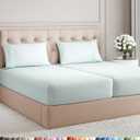 Split King Size 5 Piece Sheet Set - Comfy Breathable & Cooling Bed Sheets Set - Hotel Luxury Bedding for Women, Men, Kids, Teens, Boys & Girls - Deep Pockets, Soft, Wrinkle Free - Oeko-Tex - Ice Blue