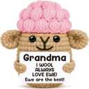 Crochet Sheep Gifts for Grandma Birthday Christmas,I Wool Always Love Ewe are Best Grandma Ever Gifts from Grandkids,Handmade Stocking Stuffers Gift Ideas for Great Nana Gigi Grandmother Mimi Granny