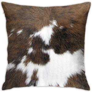 Cow Hide Print Throw Pillows Cover 18x18 Inch Brown Cowhide Faux Fur Pillow Covers Soft Farm Animal Skin Pillowcase Decorative Cusion Cover for Home Couch Bed Sofa Decor (Cowhide Funny Drawing)