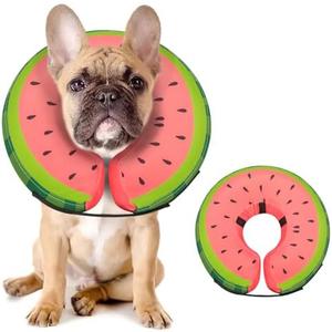 MIDOG Soft Inflatable Dog Cone, Donut E-Collar Alternative for After Surgery, Prevents Licking, Allowing Normal Eating & Vision, Comfortable Recovery Collar for Small Medium Large Dogs & Cats, Red, Size: M+(Neck:14"-18")